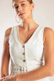TAKE THE LEAD WHITE SLEEVELESS ROMPER