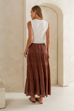 June Tiered Maxi Skirt in Brown FINAL SALE