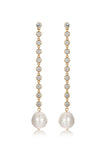 Crystal Chain Pearl Drop Earrings