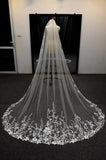 Vintage Flower Lace Veil Cathedral Tulle Bridal veil