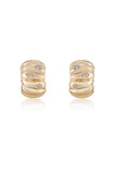 Bezel Crystal Crescent Huggie Hoops
