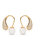 Hooked Pavé and Pearl Earrings