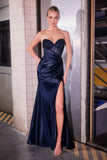 Julianne Gown Luxe Satin Rhinestone Studded Dress