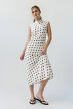 Tiffany Polka Dot Mock Neck Midi Dress