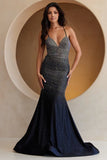 Novalee Gown Black Hot Stone Dress With Lace Up Back