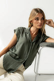 Poppy Collared Blouse in Green FINAL SALE