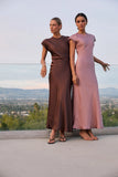 Hannah Satin Maxi Dress in Mauve