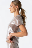 Presley Sequin Top in Tan