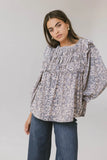 Taya Ditsy Floral Blouse in Blue FINAL SALE