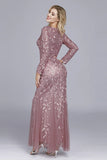 Dusty Rose Mermaid Boat Neck Evening Dress with Appliques