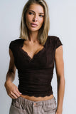 Gracie Lace Top in Brown