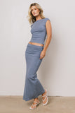 Norah Polka Dot Maxi Skirt in Blue