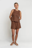 Rudy Embroidered Shorts in Brown