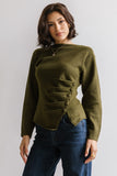 Jerzey Asymmetrical Sweater in Olive FINAL SALE