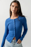 Mia Button Up Top in Blue