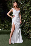 Audra Gown Off White ONE SHOULDER LUXE SATIN CORSET GOWN
