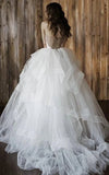 Detachable Floral Princess A Line Boho Lace Wedding Dress Elegant Chic Sweetheart Court Train Ball Gown