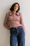 Brenna Gingham Blouse in Burgundy FINAL SALE