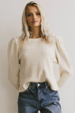 Kelcey Waffle Knit Top in Cream FINAL SALE