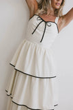 Liza Contrast Trim Dress in Cream FINAL SALE