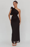 LIZBETH ONE SHOULDER MESH MAXI DRESS BLACK