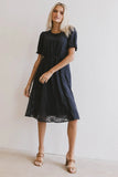 Cecy Embroidered Midi Dress in Navy FINAL SALE