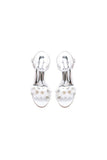 Open Toe Floral Beading Stiletto Heels