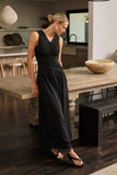 Kandi Ruched Maxi Dress in Black