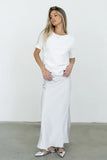 Tory Satin Maxi Skirt in Silver