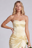 Strapless Daffodil Corset Mermaid Bridesmaid Dress with Slit