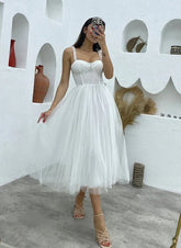 A Line Sweetheart symmetrical Satin Wedding Dresses With Cascading Ruffles