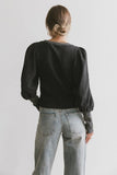 Lettie Waffle Knit Top in Black FINAL SALE