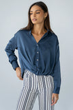 Margaret Twist Button Up in Blue