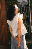 Kadie Tie Front Blouse in Blue