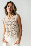 Vicky Crochet Vest in Tan