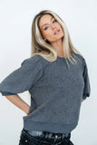 Marrel Textured Top in Charcoal FINAL SALE