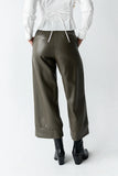 Ulani Vegan Leather Pants in Olive FINAL SALE