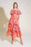STROLL THE AVENUES MIDI DRESS PEACH FINAL SALE