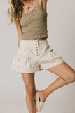 Harpa Tiered Mini Shorts in Oatmeal FINAL SALE