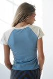 Skyla Contrast Star Top in Blue