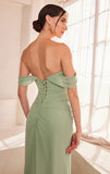 Faye Gown Chiffon Off the Shoulder Fitted Dress