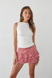 Pearl Ruffle Gingham Skort