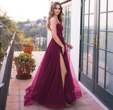 Yasmin Gown Mulberry Tulle A line Dress With Pleated Bodice