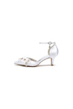 Satin Wedding Shoes Stiletto Heel With Rhinestone Flower