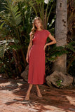 Vaeda Ribbed Tie Dress in Berry FINAL SALE