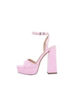 Chunky Pink One Strap High Heel Sandals
