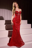 Maddox Gown Red STRAPLESS GLITTER EMBELLISHED GOWN
