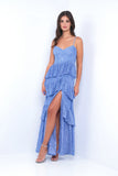 Vanna Lace Tiered Maxi Dress Periwinkle