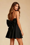 Cute A Line Spaghetti Straps Little Black Dress with Bow