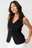 Penny Button Up Vest in Black